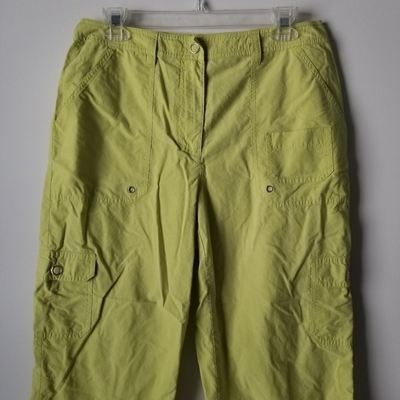 Chico's Cargo Cropped Neon Lime Green Pants Size 1.5 - Picture 6 of 10